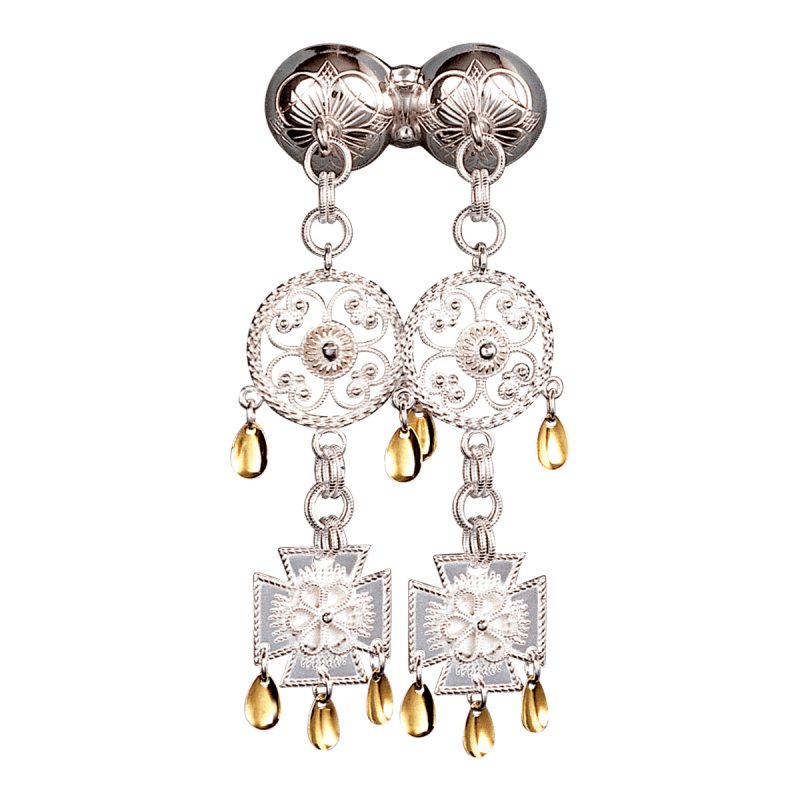 120500 - Halssølje. Kvit/forgylt med rosett