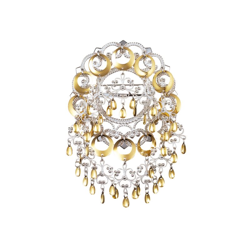 199503 - Sølje med ringlauv, kvit/forgylt