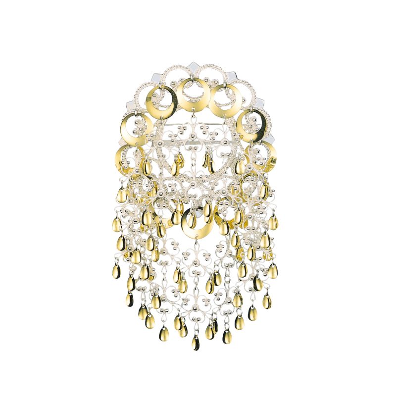 201503 - Sølje med ringlauv, kvit/forgylt