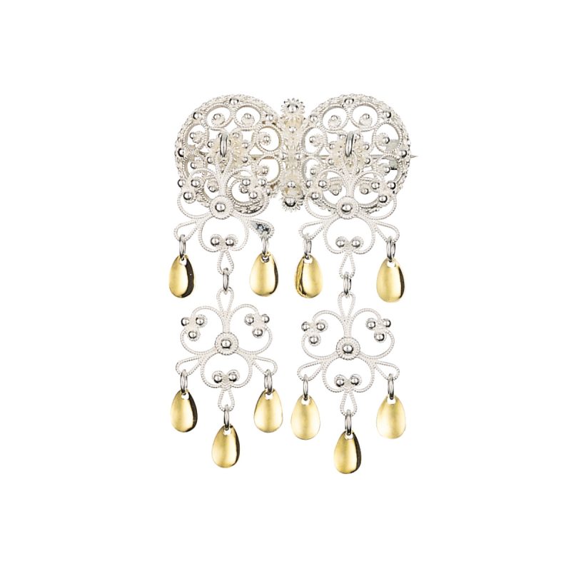 207505 - Halssølje med drypplauv, kvit/forgylt