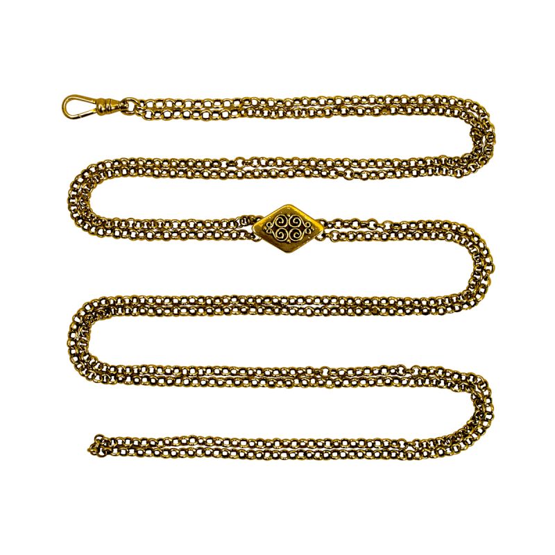 336799 - Kjede 88 cm med karabinlås, gamalforgylt