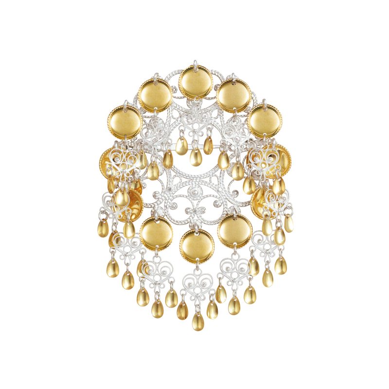 430500 - Sølje med 14 mm trådkantlauv, kvit/forgylt